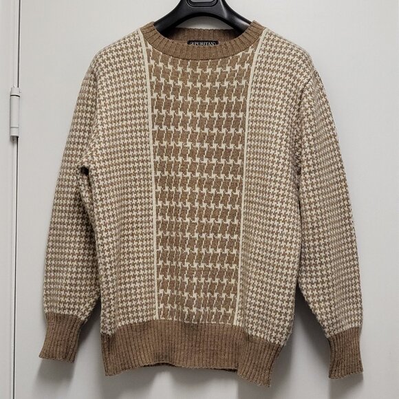 Vintage Puritan Mens Sweater Large Fair Isle Houndstooth Wool Blend Washable - Picture 1 of 14